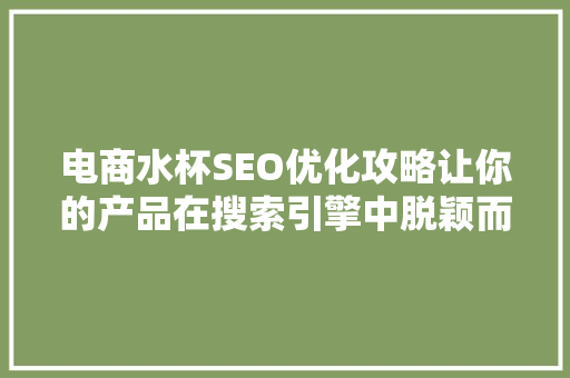 电商水杯SEO优化攻略让你的产品在搜索引擎中脱颖而出