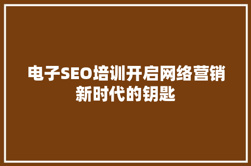 电子SEO培训开启网络营销新时代的钥匙