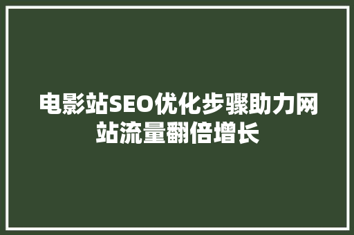 电影站SEO优化步骤助力网站流量翻倍增长