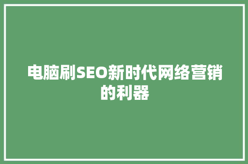 电脑刷SEO新时代网络营销的利器