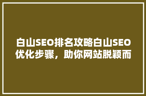 白山SEO排名攻略白山SEO优化步骤，助你网站脱颖而出