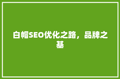 白帽SEO优化之路，品牌之基