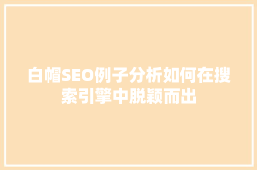 白帽SEO例子分析如何在搜索引擎中脱颖而出