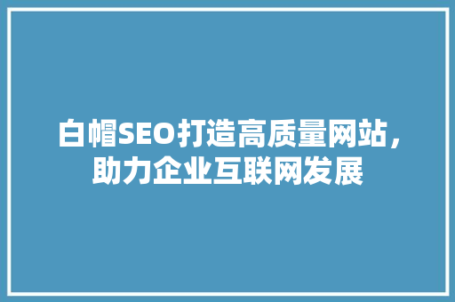 白帽SEO打造高质量网站，助力企业互联网发展