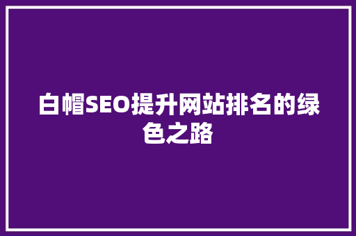 白帽SEO提升网站排名的绿色之路