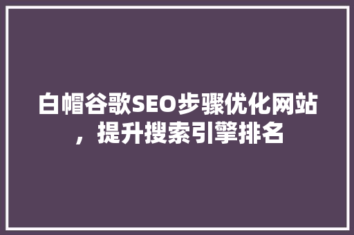 白帽谷歌SEO步骤优化网站，提升搜索引擎排名