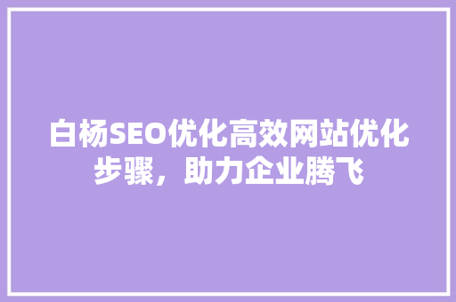 白杨SEO优化高效网站优化步骤，助力企业腾飞