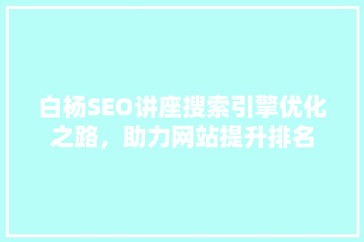 白杨SEO讲座搜索引擎优化之路，助力网站提升排名