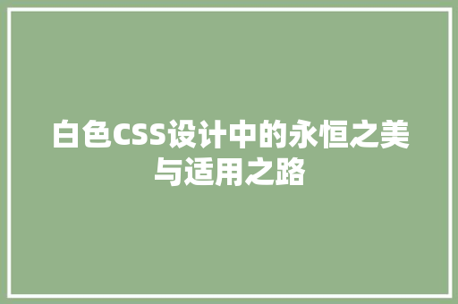 白色CSS设计中的永恒之美与适用之路