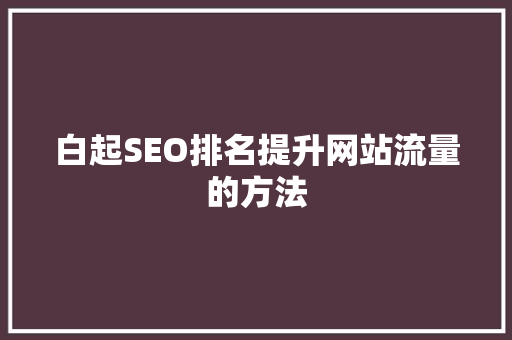 白起SEO排名提升网站流量的方法