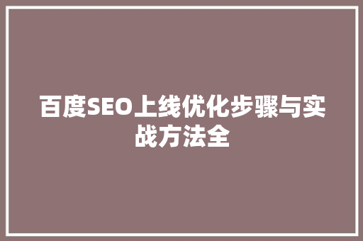 百度SEO上线优化步骤与实战方法全