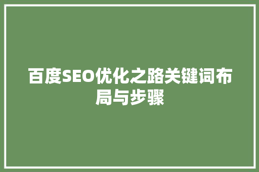 百度SEO优化之路关键词布局与步骤