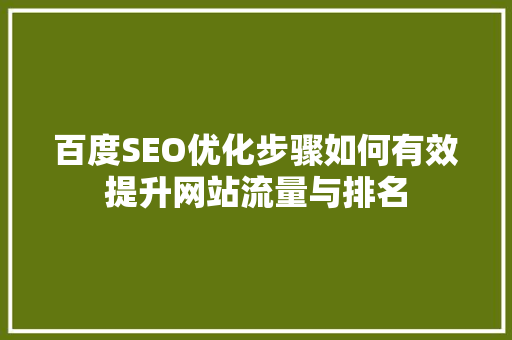 百度SEO优化步骤如何有效提升网站流量与排名