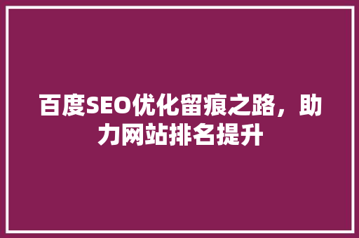 百度SEO优化留痕之路，助力网站排名提升