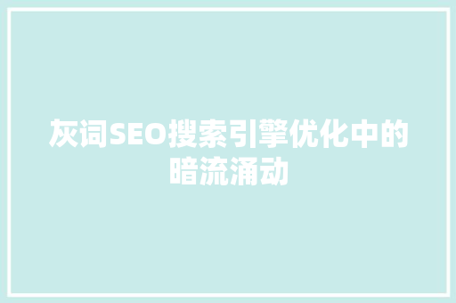 灰词SEO搜索引擎优化中的暗流涌动