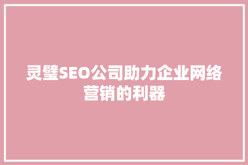 灵璧SEO公司助力企业网络营销的利器