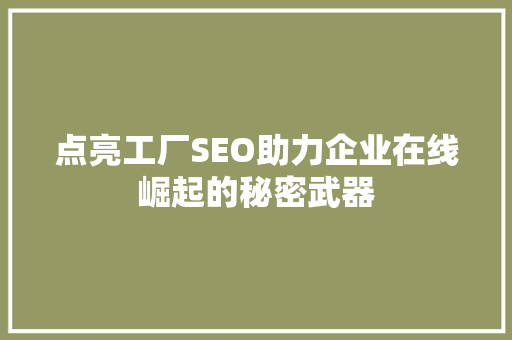 点亮工厂SEO助力企业在线崛起的秘密武器