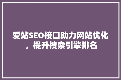 爱站SEO接口助力网站优化，提升搜索引擎排名