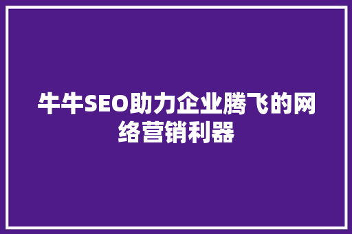 牛牛SEO助力企业腾飞的网络营销利器