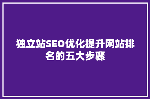 独立站SEO优化提升网站排名的五大步骤