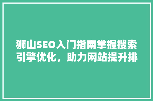 狮山SEO入门指南掌握搜索引擎优化，助力网站提升排名