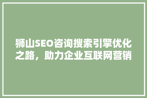 狮山SEO咨询搜索引擎优化之路，助力企业互联网营销