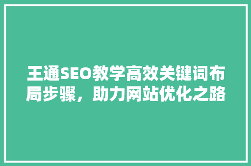 王通SEO教学高效关键词布局步骤，助力网站优化之路