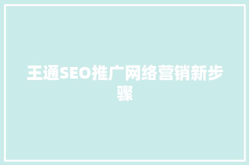 王通SEO推广网络营销新步骤