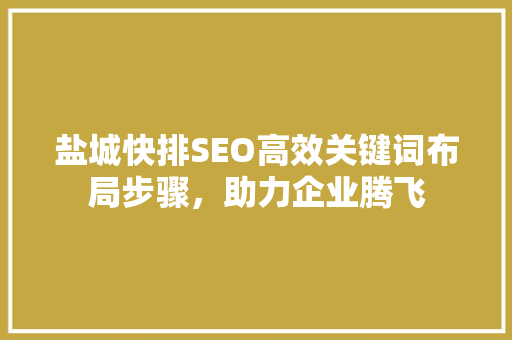 盐城快排SEO高效关键词布局步骤，助力企业腾飞