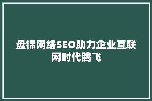 盘锦网络SEO助力企业互联网时代腾飞