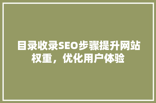 目录收录SEO步骤提升网站权重，优化用户体验