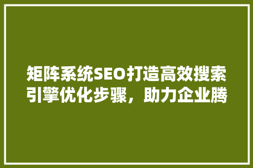 矩阵系统SEO打造高效搜索引擎优化步骤，助力企业腾飞