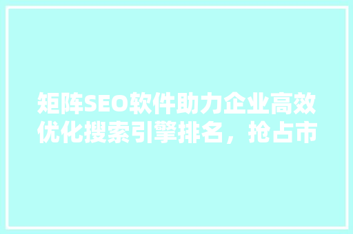 矩阵SEO软件助力企业高效优化搜索引擎排名，抢占市场先机