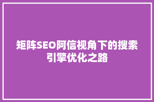 矩阵SEO阿信视角下的搜索引擎优化之路