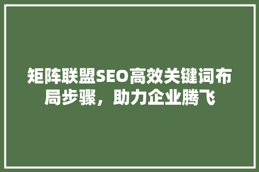 矩阵联盟SEO高效关键词布局步骤，助力企业腾飞