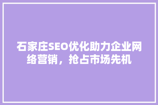 石家庄SEO优化助力企业网络营销，抢占市场先机