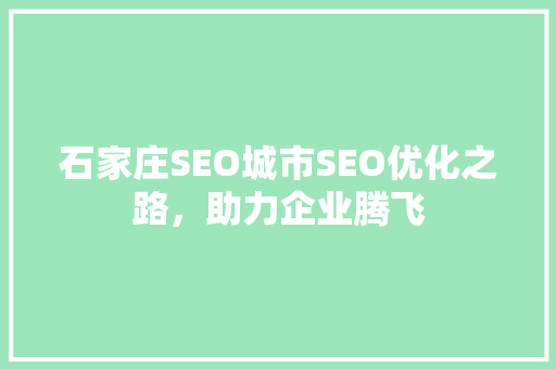 石家庄SEO城市SEO优化之路，助力企业腾飞