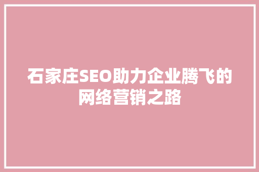 石家庄SEO助力企业腾飞的网络营销之路