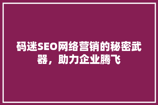 码迷SEO网络营销的秘密武器，助力企业腾飞