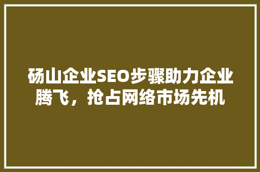 砀山企业SEO步骤助力企业腾飞，抢占网络市场先机