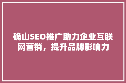 确山SEO推广助力企业互联网营销，提升品牌影响力