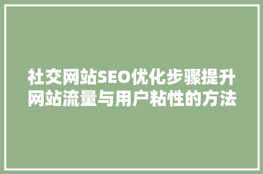 社交网站SEO优化步骤提升网站流量与用户粘性的方法