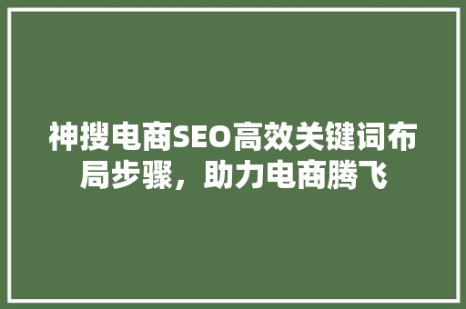 神搜电商SEO高效关键词布局步骤，助力电商腾飞