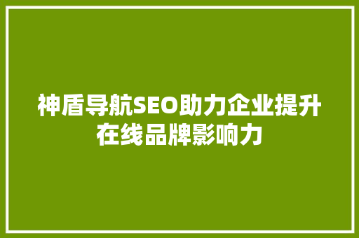 神盾导航SEO助力企业提升在线品牌影响力