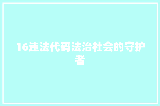 16违法代码法治社会的守护者