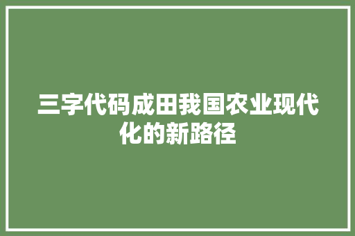 三字代码成田我国农业现代化的新路径