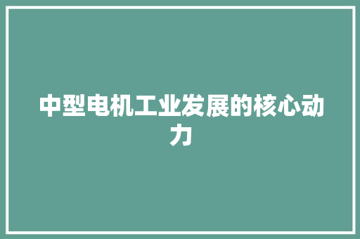 中型电机工业发展的核心动力