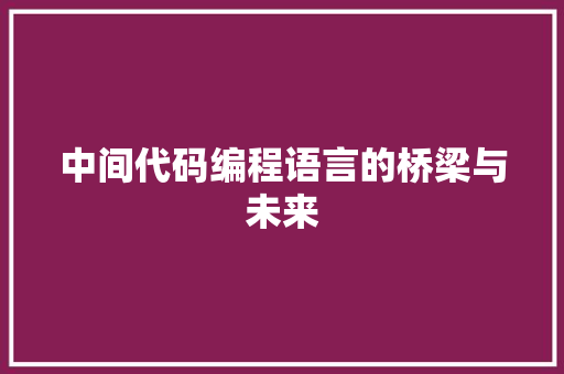 中间代码编程语言的桥梁与未来