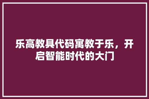 乐高教具代码寓教于乐，开启智能时代的大门