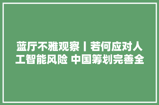 蓝厅不雅观察丨若何应对人工智能风险 中国筹划完善全球治理